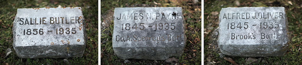 Headstones recognize the names of Confederate soldiers and their families